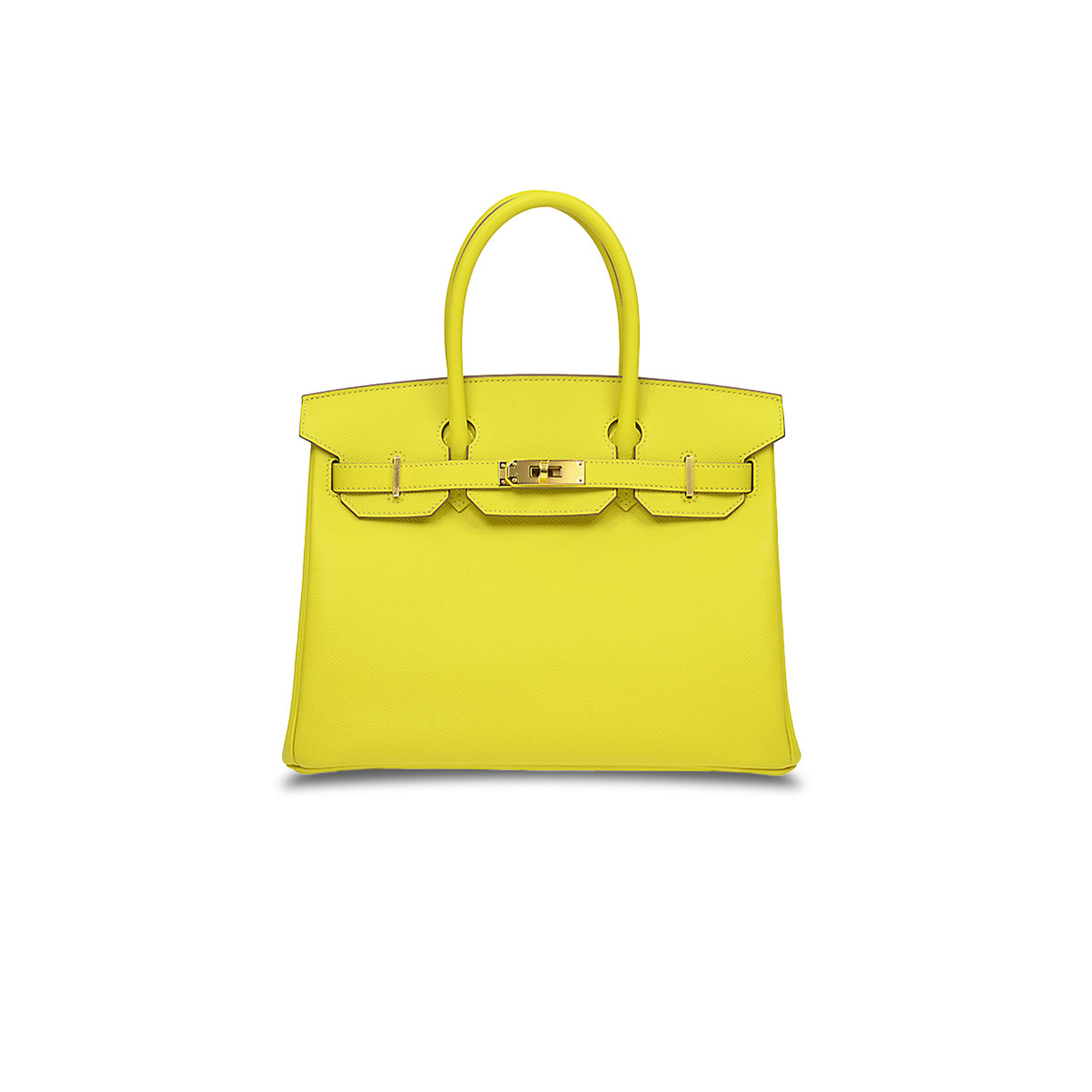 HERMES BIRKIN 30 EPSOM LEATHER LEMON YELLOW GOLD BUCKLE HIGH END BAG H028369CC9R (30*23*15cm)